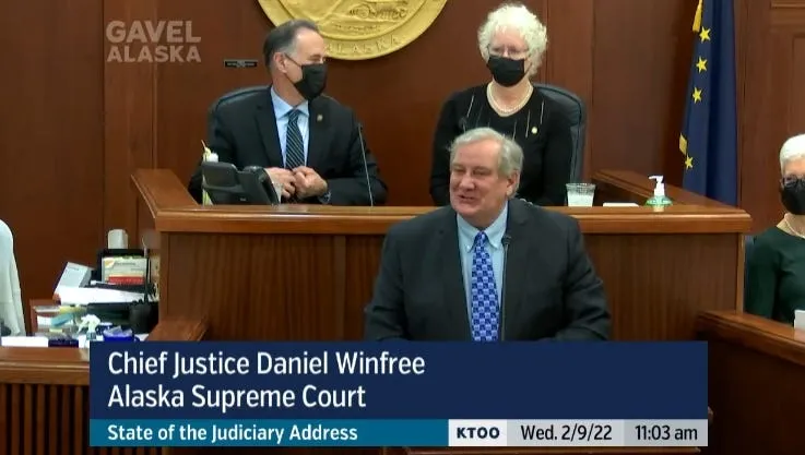 'Alaska still stands.' Chief Justice Winfree strikes hopeful note in first address